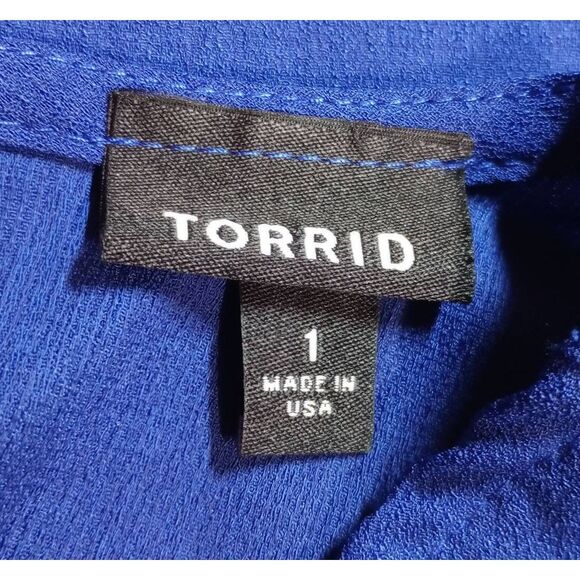 Torrid‎ Shirt Ladies 1x Blue Short Sleeve Flowy - Picture 5 of 7